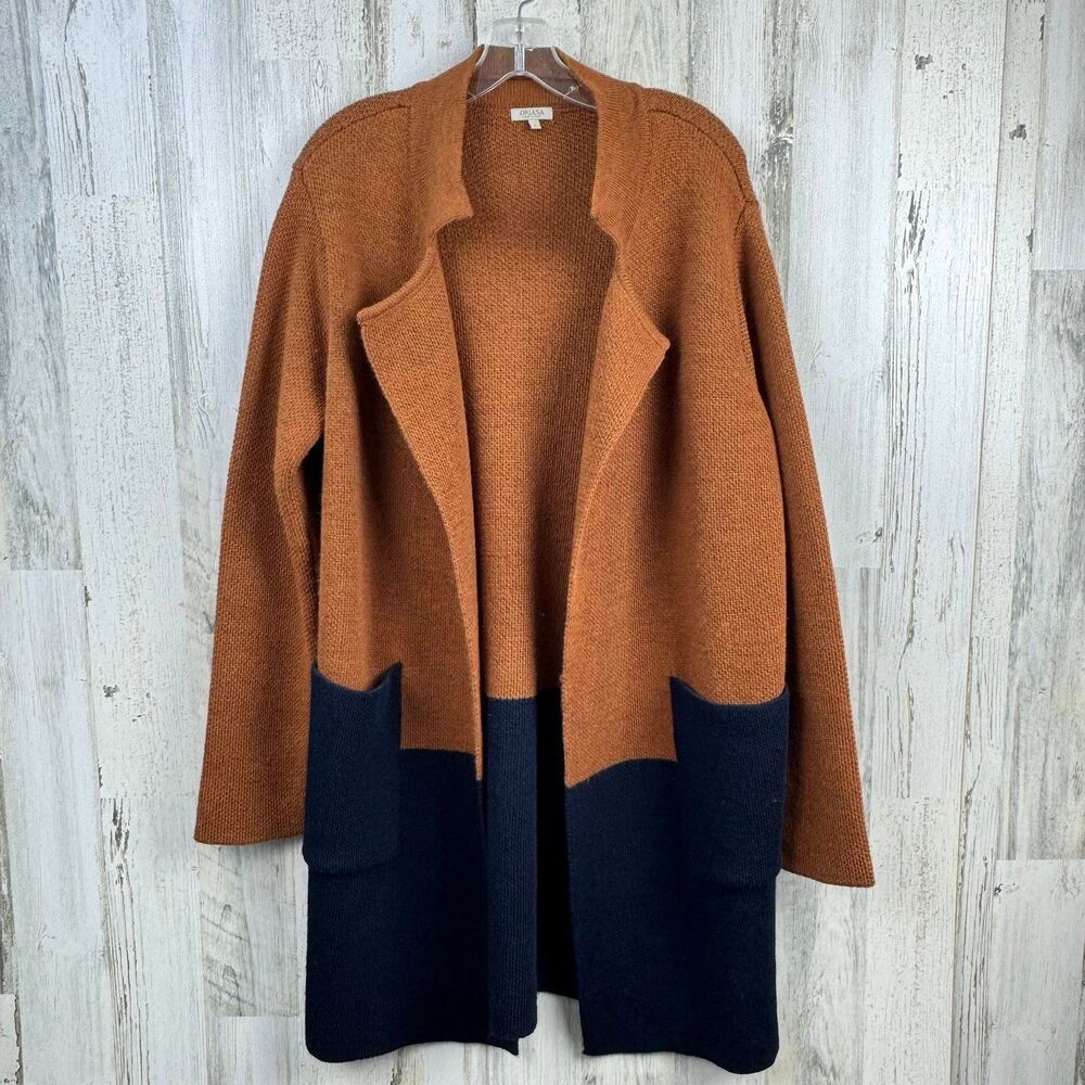 ORIANA COLORBLOCK KNIT CARDIGAN MADE IN ITALY SIZE LARGE